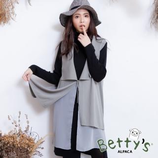 【betty’s 貝蒂思】雪紡拼接無袖針織罩衫(灰色)