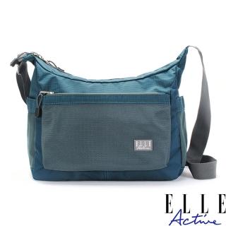 【ELLE active】Fish Net 漁網系列-彎月型側背包/斜背包-大-藍綠色