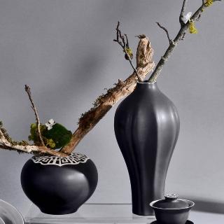 【TALES 神話言】墨玉系列-菩提高身瓶-花瓶(文創 禮品 禮物 收藏 風雅食具)