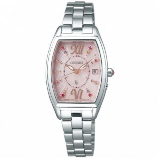 【SEIKO 精工】LUKIA太陽能電波羅馬彩鑽腕錶-粉紅(1B32-0AA0P/SSVW129J)