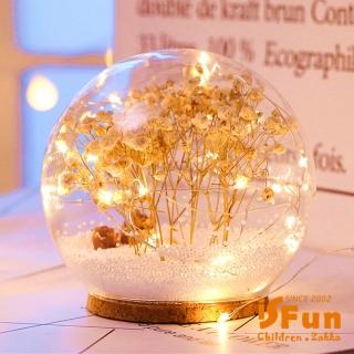 【iSFun】夢幻水晶球＊聖誕雪花情境玻璃球燈/白乾燥花
