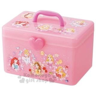 〔小禮堂〕迪士尼 公主 塑膠手提收納箱《粉.花朵.亮粉》工具箱.置物盒.飾品盒