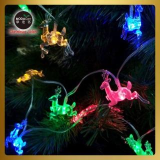 【摩達客】耶誕-20燈LED彩光電池燈-透明小鹿造型燈串(聖誕必備)