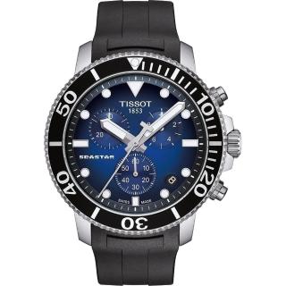 【TISSOT 天梭】Seastar 海星300米潛水石英錶-橡膠款(T1204171704100)