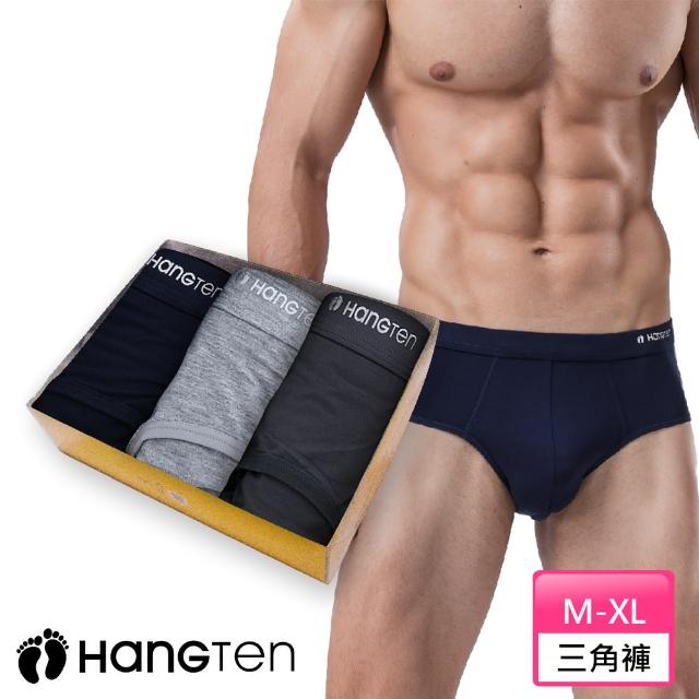 【Hang Ten】HANG TEN 經典彈力三角褲三入組_丈青+淺灰+藍灰_HT-C11001(HANG TEN/男內著)