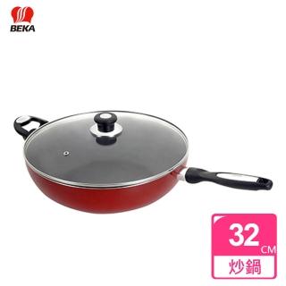 【BEKA貝卡】Pro Induc Metallic 茵杜克閃耀紅鍋 單柄附耳附蓋炒鍋32cm(5113070324)