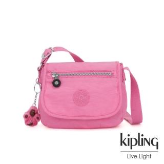 【KIPLING】甜美糖果粉掀蓋側背小包-SABIAN