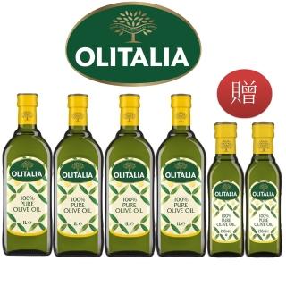 【Olitalia 奧利塔】純橄欖油1000mlx4-禮盒組(贈純橄欖油250mlx2瓶)