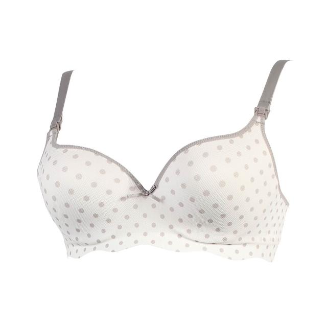 【Gennies 奇妮】哺乳內衣褲成套 涼感軟鋼圈內衣 高腰內褲 美波動(孕婦內衣 上開扣 孕婦內褲 灰點 A29B29)