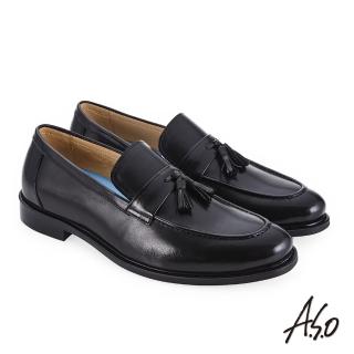 【A.S.O 阿瘦集團】菁英通勤  流蘇裝飾時尚混搭真皮鞋(黑色)