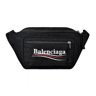 【Balenciaga 巴黎世家】BALENCIAGA巴黎世家Explorer經典刺繡LOGO尼龍拉鍊胸腰包(黑)