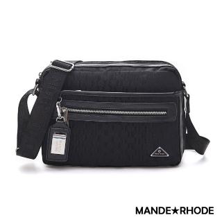 【MANDE RHODE 曼德羅德】普徠德-美系潮男風格隨身斜背包-格紋黑(P2018-A)
