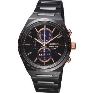 【SEIKO 精工】SPIRIT 太陽能世界時間計時腕錶(V195-0AE0K  SBPJ039J)