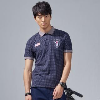 【PLAYBOY】美式滿版星形印花POLO衫(深藍色)