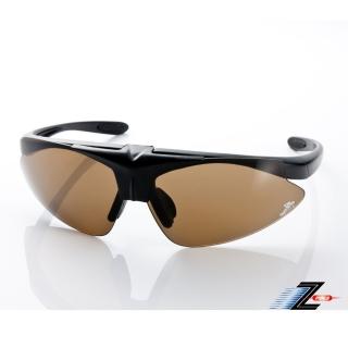 【Z-POLS】MIT頂級可掀設計霧黑搭配帥氣茶PC防爆片頂級運動眼鏡(抗紫外線UV400 可配度數設計!)