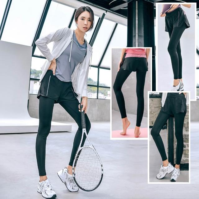 【BODYAIR】出清-明星精選假兩件九分褲-快速(瑜珈.運動.慢跑.透氣.舞蹈.運動褲)