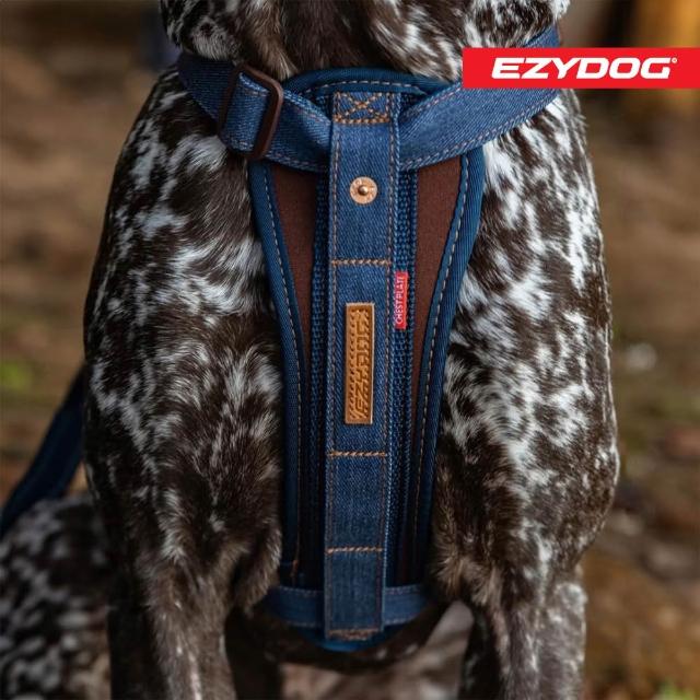 【EZYDOG】狗體工學胸背帶 丹寧 M號(送400元寵物車用束帶 寵物胸背帶 H型胸背帶 寵物用品 牽繩)