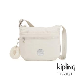 【KIPLING】優雅米白前拉鍊側背包-ARTO