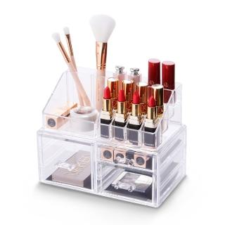 【美得像專櫃】化妝品收納盒(透明化妝盒 收納 彩妝盒刷具收納櫃 口紅架化妝箱 壓克力化妝收納)