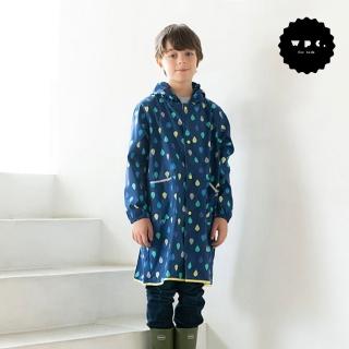 【w.p.c】空氣感兒童雨衣/超輕量防水風衣 附收納袋(藍雨滴L)