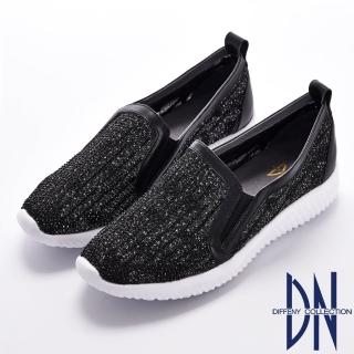 【DN】閃耀律動 拼鑽飾刺繡彈力休閒鞋(黑)
