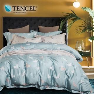 【貝兒居家寢飾生活館】100%天絲三件式枕套床包組 輕新派藍(雙人)