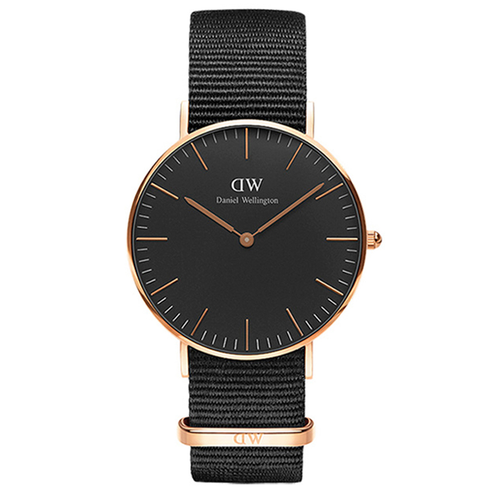 Daniel Wellington】DW 手錶Classic Cornwall 36mm寂靜黑織紋錶