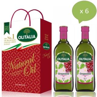 【Olitalia 奧利塔】超值葡萄耔油禮盒組(1000mlx12瓶-6禮盒裝)