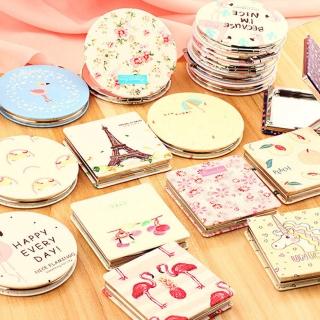 【PS Mall】便攜補妝小圓鏡隨身鏡禮品創意雙面折疊PU皮革鏡 2入(J881)
