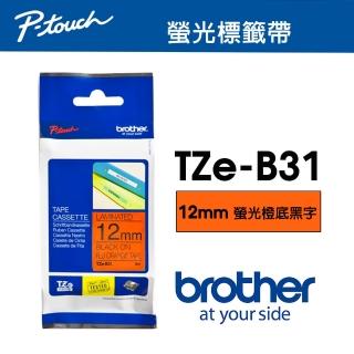 【brother】TZe-B31 螢光標籤帶  12mm  螢光橙底黑字