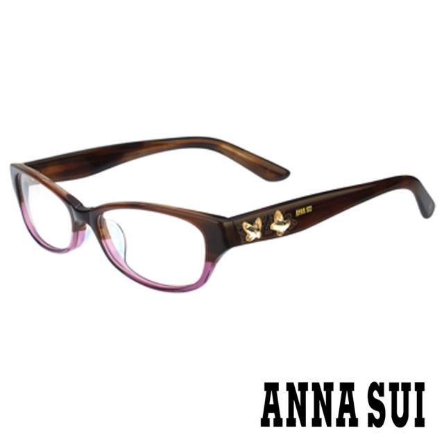 【ANNA SUI 安娜蘇】立體雙蝶香氛光學眼鏡-咖+紫拼貼(AS536-131)