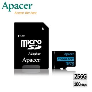 【Apacer 宇瞻】256GB MicroSDXC  R100/W80MB UHS-I U3(V30 4K記憶卡-速達)