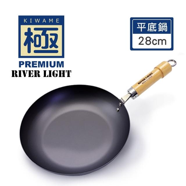 【極PREMIUM】不易生鏽窒化鐵平底鍋28cm+鍋蓋兩件組(304不鏽鋼鍋蓋+平底鍋/日本製極鐵鍋無塗層)