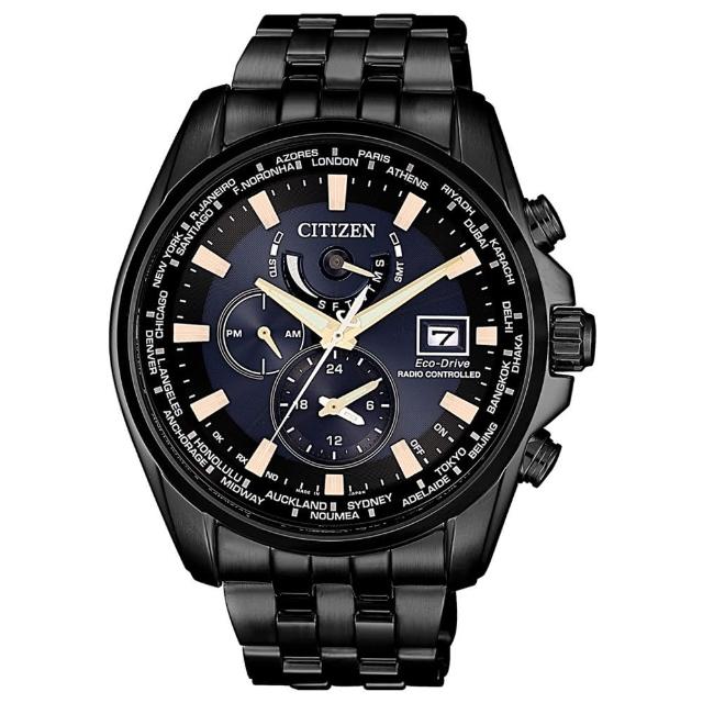 CITIZEN 星辰【CITIZEN 星辰】黑夜傳說電波光動能男錶-藍x黑/44mm(AT9039-51L)