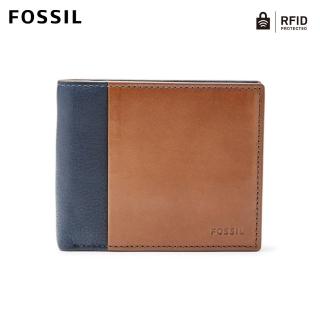 【FOSSIL】Ward 海軍藍色真皮RFID零錢包短夾 男ML3919400