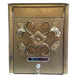 AG021 信箱 浮雕花型 鍛造信箱 黃古銅 復古信箱 信件箱意見箱 信件郵件 附鑰匙(外投外取26*12*35cm)