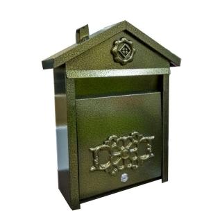 311A 房子信箱 鍛造信箱 黃古銅 復古信箱 信件箱 意見箱 信件郵件 附鑰匙螺絲(外投外取 35*14*45cm)