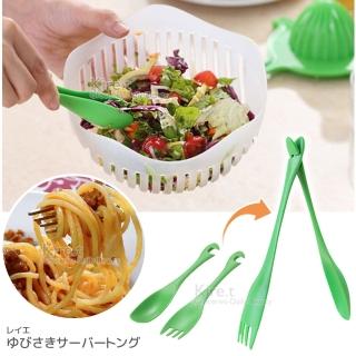 【kiret】超值8入-隨口吃4湯匙+4叉子 輕鬆變身食物夾 餐具 叉勺巧變沙拉夾(叉勺夾 沙拉碗夾)