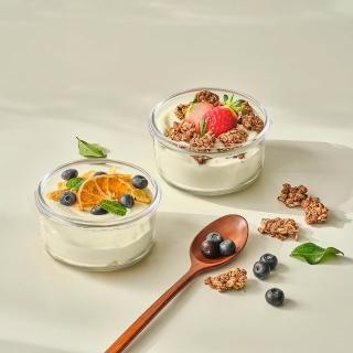 【Glasslock】韓國製強化玻璃微波保鮮盒400mlx4入組(優格麥片/燕麥碗/輕食沙拉碗/寶寶副食品)