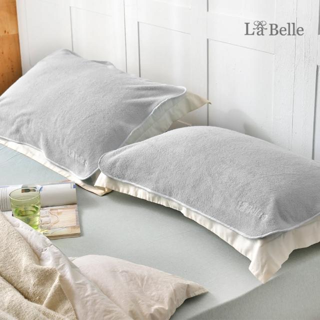 【Great Living 格蕾寢飾】La Belle 《經典刺繡》舒柔枕巾2入-柔雅灰