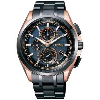 【CITIZEN 星辰】光動能 金領時代電波鈦金屬時尚男錶-黑/43mm(AT8044-64E)