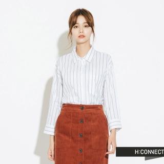 【H:CONNECT】韓國品牌 女裝 - 棉質細條紋襯衫(白色)