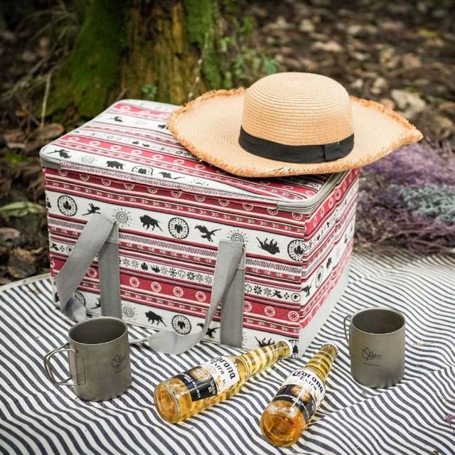 【Outdoorbase】彩繪天空復古萬用多功能收納箱(車用收納箱  食材收納箱 帳篷野營地墊  露營登山工具收納包)