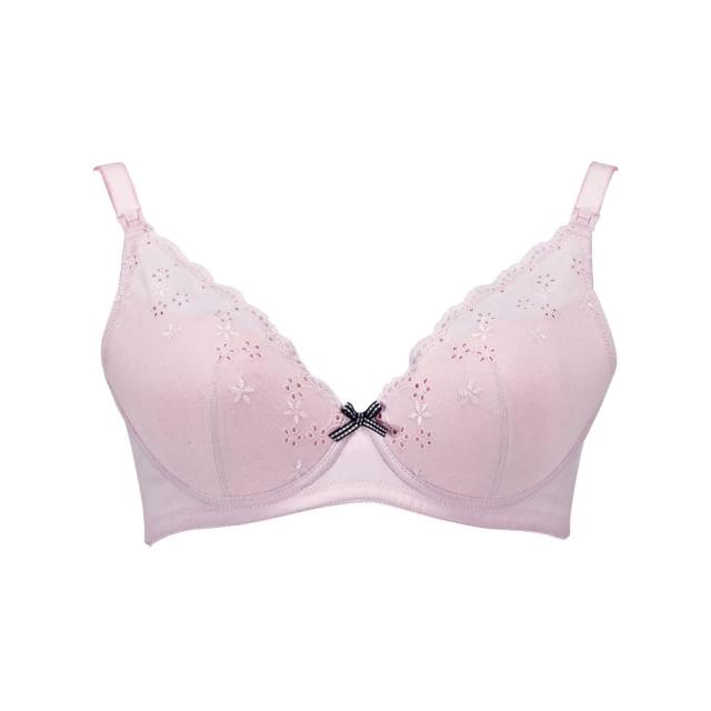 【Gennies 奇妮】哺乳內衣 牛奶紗深V軟鋼圈內衣(粉 特惠)