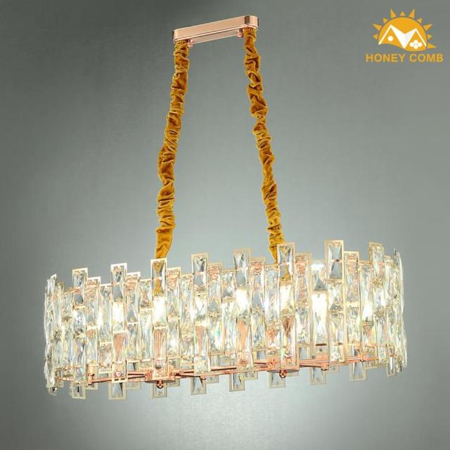 【Honey Comb】玫瑰金水晶餐吊燈 長86CM(GM-80141-10)