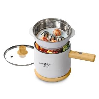 【MOLIJIA 魔力家】1.8L-M17 多功能美食料理不沾快煮電火鍋/煮飯/蒸煮鍋-木紋款(BY011017)