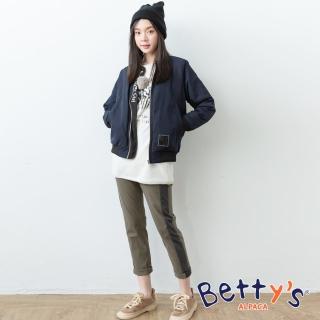 【betty’s 貝蒂思】側邊拼布配色休閒長褲(深綠)