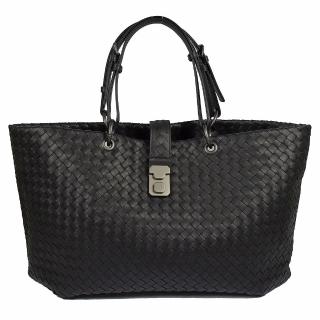 【BOTTEGA VENETA 寶緹嘉】經典手工編織小羊皮肩背托特包(黑)