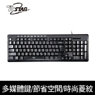 【TCSTAR】超薄型多媒體菱紋有線標準鍵盤(TCK668)