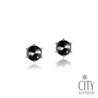 【City Diamond 引雅】鉑金黑鑽石20分6爪耳環(東京Yuki系列)